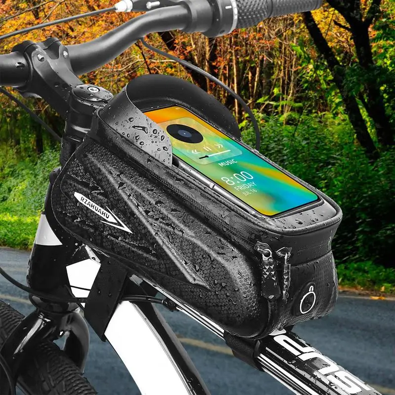 Bike Bag Frame Front Tube Cycling Bag Bicycle Waterproof Phone Case Holder 7.2 Inches Touch Screen Bag Cycling Accessories