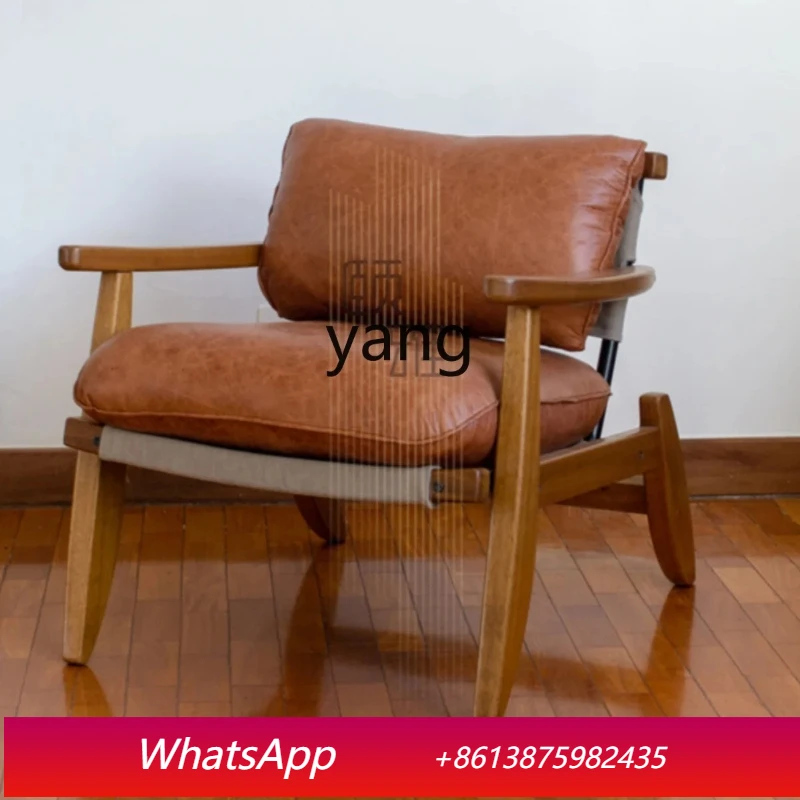 

LTT Retro Sofa Fabric Leather Hotel Homestay Armchair Design Simple Small Apartment Leisure Solid Wood Armchair