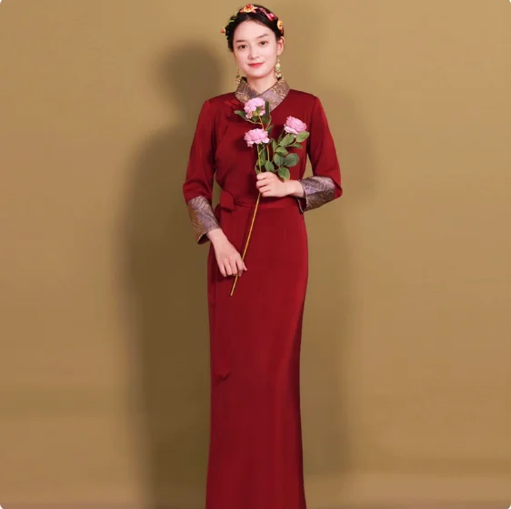 

Chinese Xizang Women's Summer Embroidered Tibetan Skirt Bola Tibetan Clothes