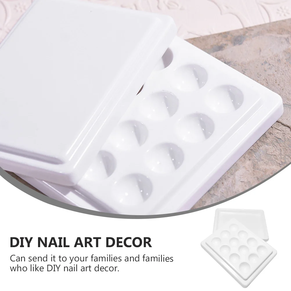 

1Pcs Nail Art Color Mixing Plate 12-Grid Ceramic Manicure Palette with Lid for DIY Nail Polish Mixing Dustproof Palette