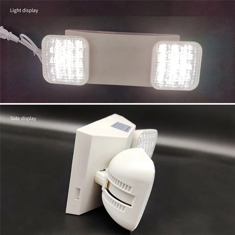 ABJY-ضوء الطوارئ التجاري، تركيبات إضاءة الطوارئ البيضاء مع رأسين مربعين LED وإضاءة خروج قابلة للتعديل #2
