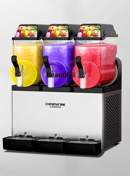 

Commercial cold drink machine Automatic double-cylinder three-cylinder slush snow granulator Smoothie juicer Beverage machine