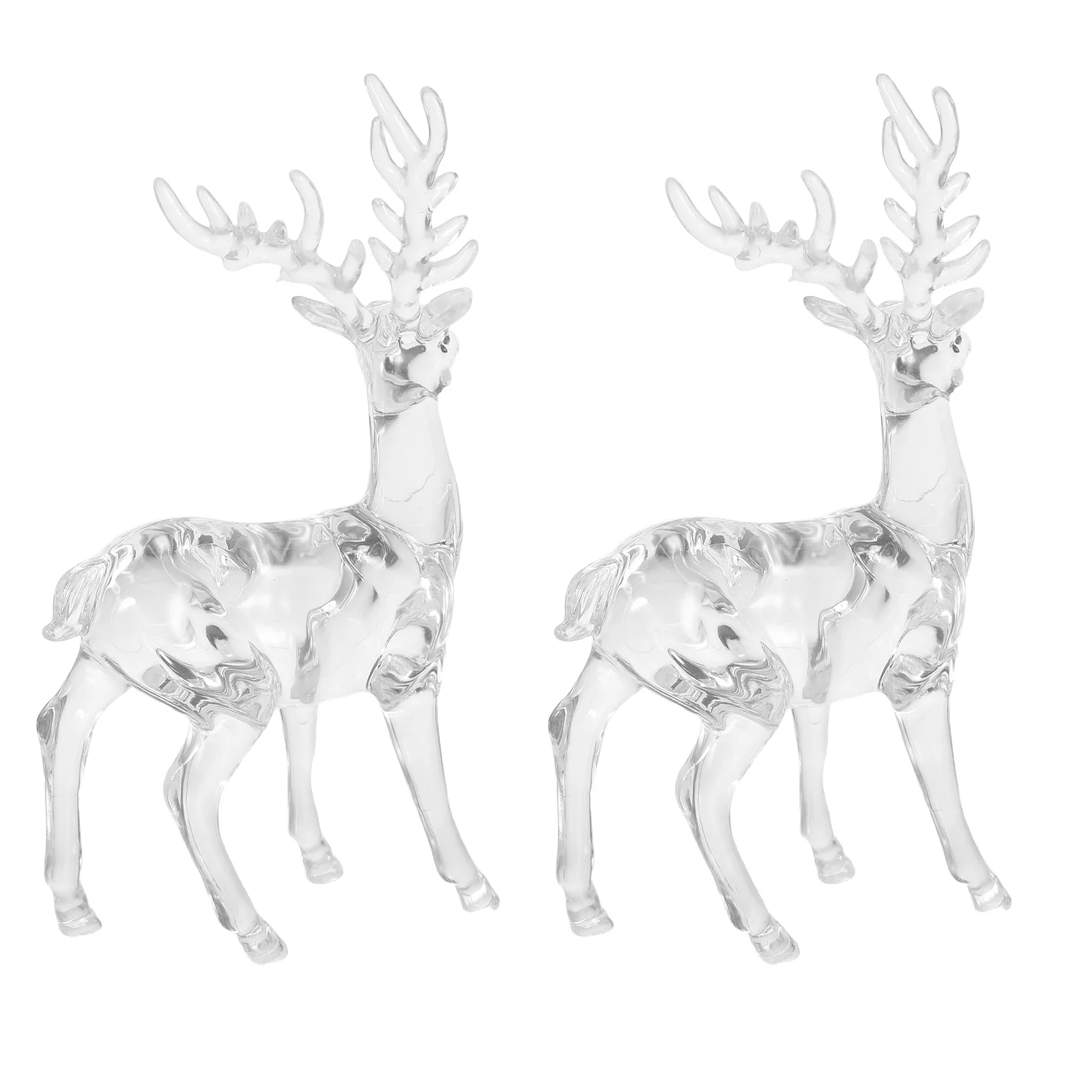 

2Pcs Acrylic Transparent Christmas Deer Ornaments Hanging Crystal Reindeer Decorations for Tree Fireplace Table Centerpiece
