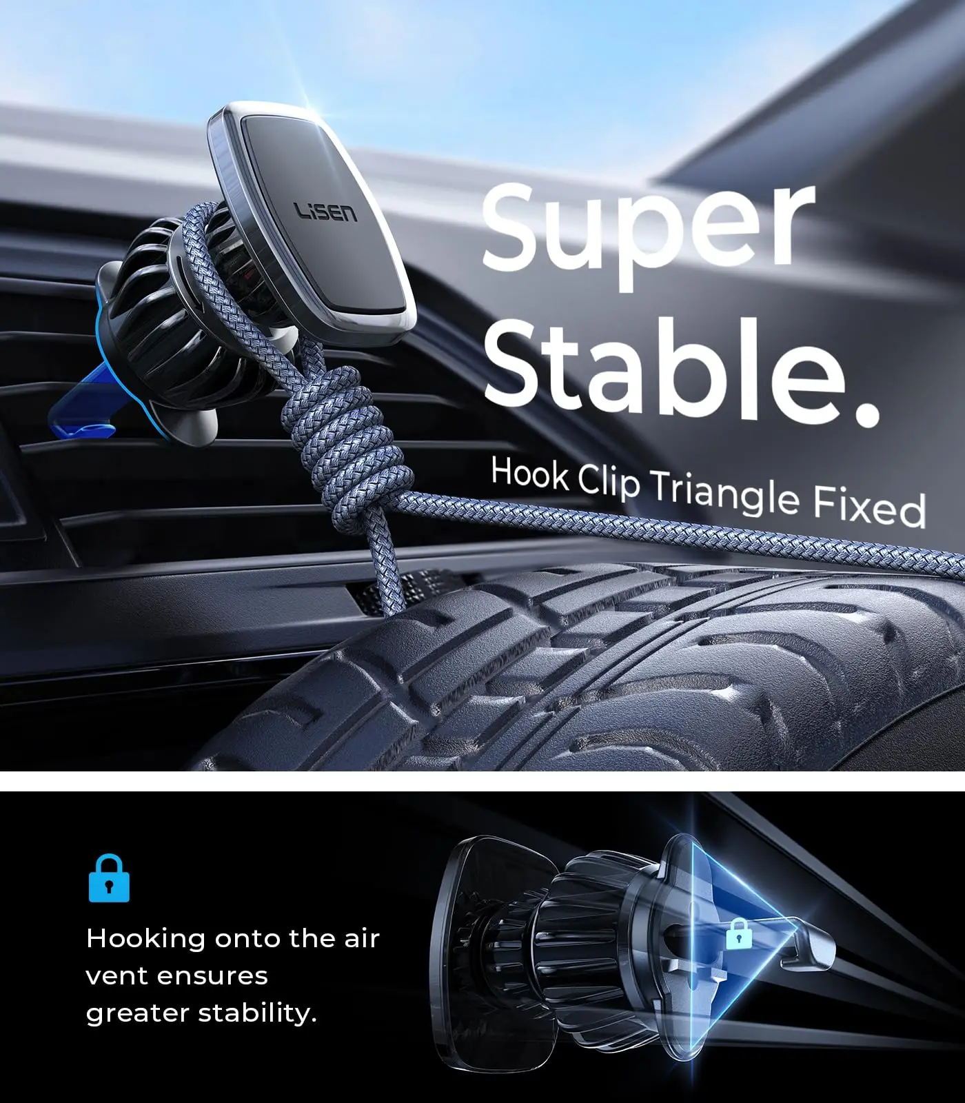 Soporte para teléfono LISEN, soporte para teléfono Ultra magnético para coche, soporte para teléfono móvil, soporte magnético para coche para teléfonos inteligentes iPhone y Android