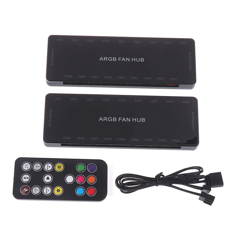 Concentrador de ventiladores para chasis HU-8, 8 conjuntos de interfaces ARGB y PWM, diseño magnético inferior, compatible con sincronización de placa base
