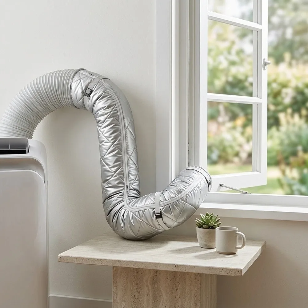 White Portable AC Hose Insulation Cover 150cm Adjustable Straps For Air Conditioner For Exhaust Pipe Thermal Cotton Cooling Slee
