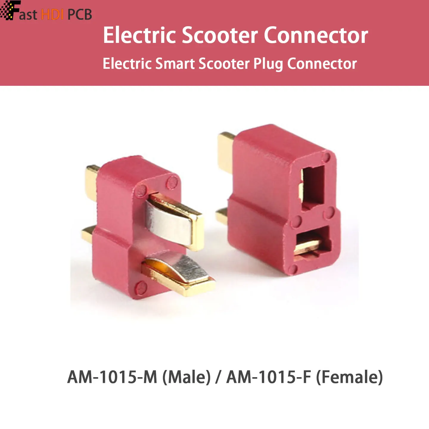AM-1015  Gold Plated Connector Male/Female with 2U 24K Coating for E-Scooter Electric Bike Battery Charger – 50A Peak
