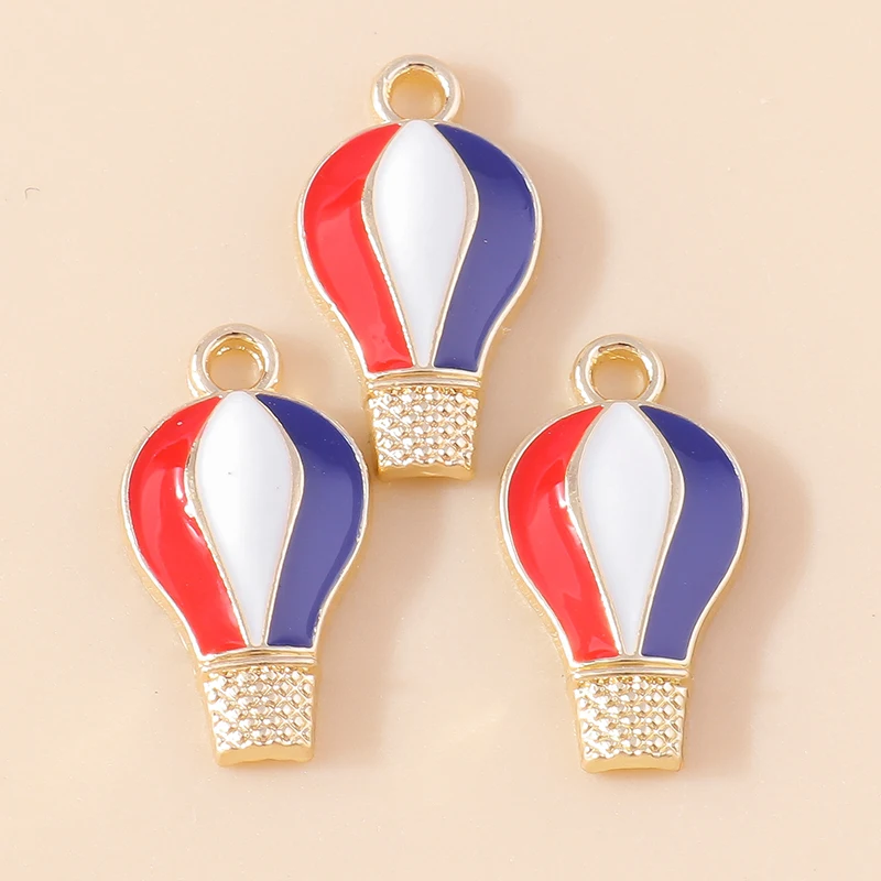 10pcs Enamel Hot Air Balloon Charm for Jewelry Making Earring Pendant Necklace Bracelet Charms Diy Accessories Handmade Supplies