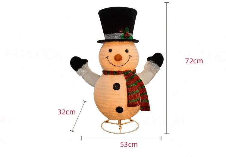 large Light Iron Xmas Snowman LED Winter Holiday Supermarket Decoration Christmas Snowman Ornaments