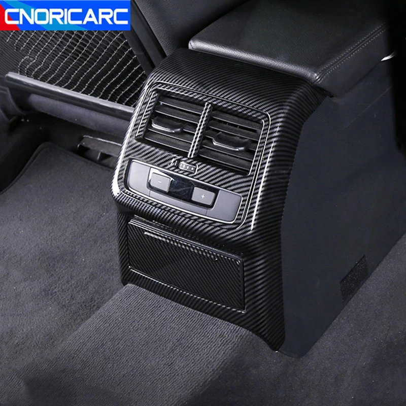 

Автомобильные аксессуары для Audi A4 B9 2017-2021, задняя панель выхода кондиционера, рамка, накладка, цвет углеродного волокна, внутренние молдинги