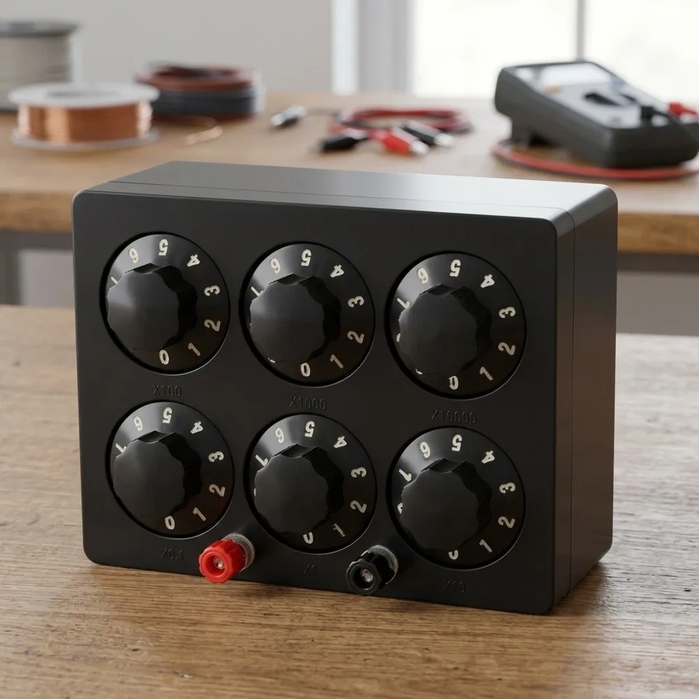 J23022 Adjustable Resistance Box 0 to 99999.9 Ohm Used in Physics Laboratories for Resistance Measurement and Circuit Tuning