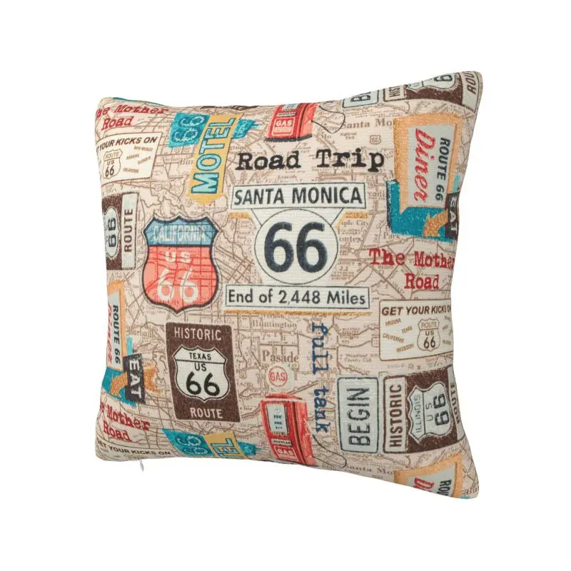 Vintage Route 66 Luxury Throw Pillow Covers Decoracion Salon Case USA Highways Map Sofa Cushion