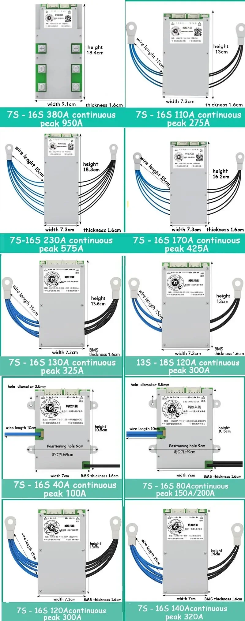 Smart 7S ~ 20S 16S 22S ANT BMS Lifepo4 li-ion LTO Battery Protection Board 950A 300A 80A 600A Bluetooth APP 10S 13S 14S Balance