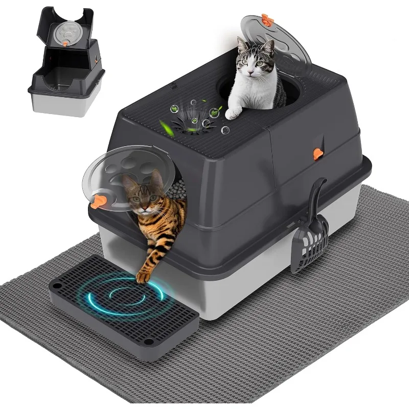 

Citylife Stainless Steel Litter Box with Lid XL Large Enclosed Metal Box Anti-Leakagecat Litter Box Stainless Steel Includes