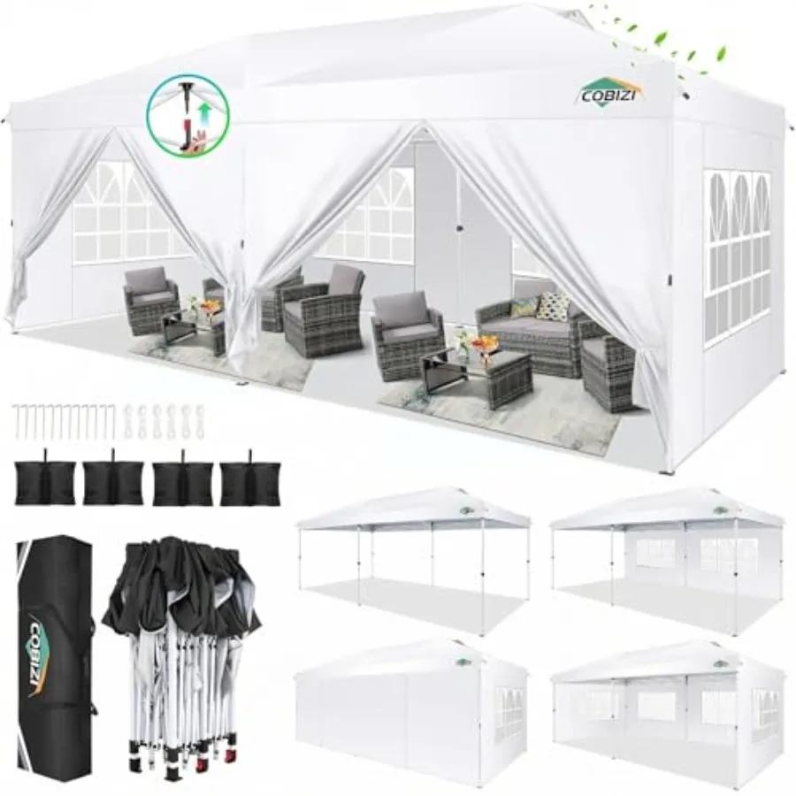 Pop Up Canopy Tent with One Push, 6 Removable Sidewalls