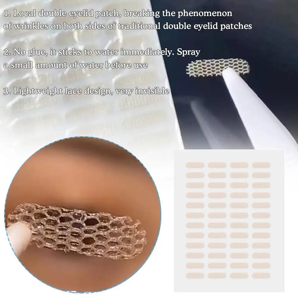 48/144PCS Double Fold Eyelid Tape Sticker Lace Nature Clear Beige Stripe Self-adhesive Natural Eye Makeup Make Up With Tool