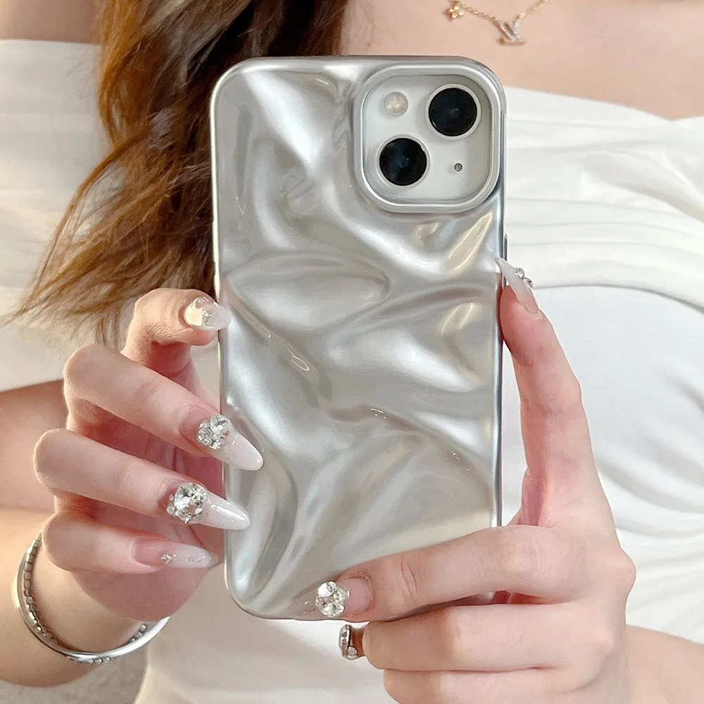 Задний чехол для телефона с 3D рисунком ряби воды для iPhone 16 15 Pro Max 14 Plus 13 12 Pro Max 11, складной защитный чехол-бампер