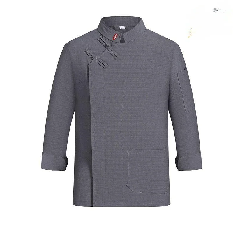 Uniforme de chef à manches longues pour hommes et femmes, veste de cuisine en lin, gilet