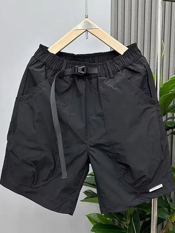 กางเกงทำงานสไตล์ญี่ปุ่นสำหรับผู้ชาย ทรงหลวม ใส่สบาย เหมาะกับฤดูร้อน ทรงขาตรง แห้งเร็ว ความยาวห้าส่วน สไตล์เกาหลี