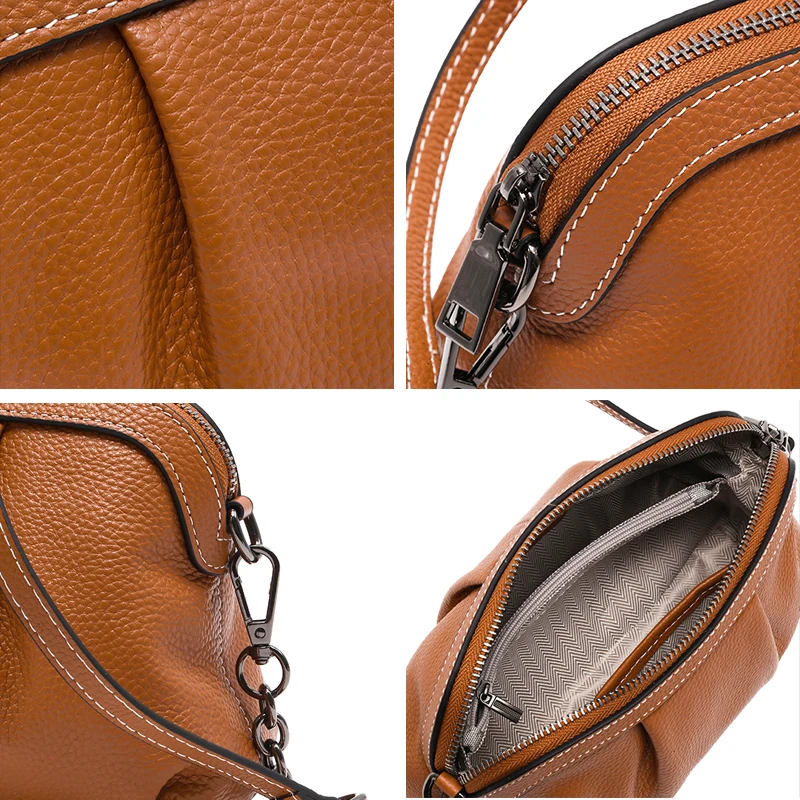Women's Natural Cow Leather Shoulder Bags Lady Casual Retro Soft Cowhide Handbag Female Designer Luxury Crossbody Bag for Ladies