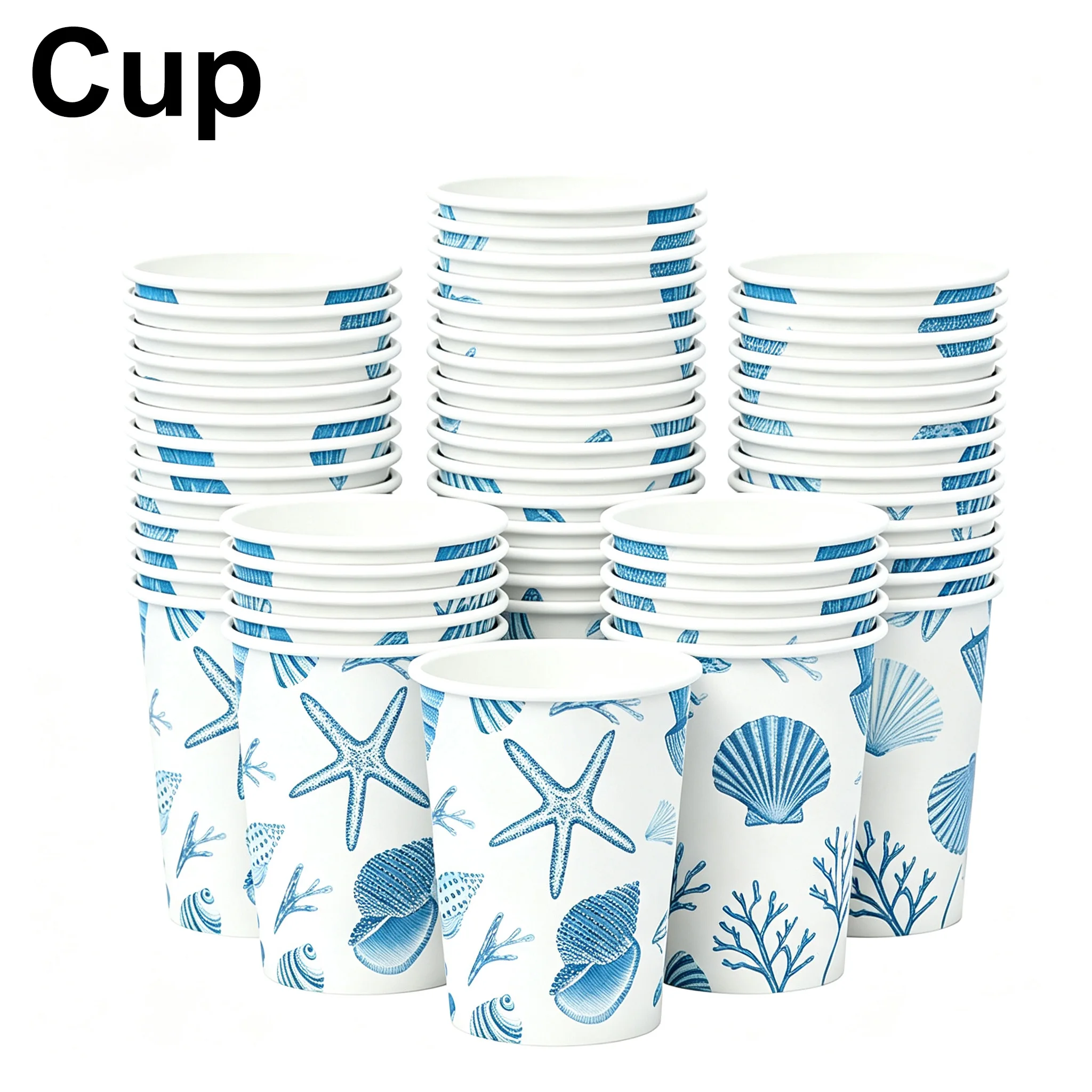 10-50Pcs Ocean Shell Paper Paper Plates Disposable Tableware Cups Birthday Party Decoration Scene Baby Shower Wedding view 6