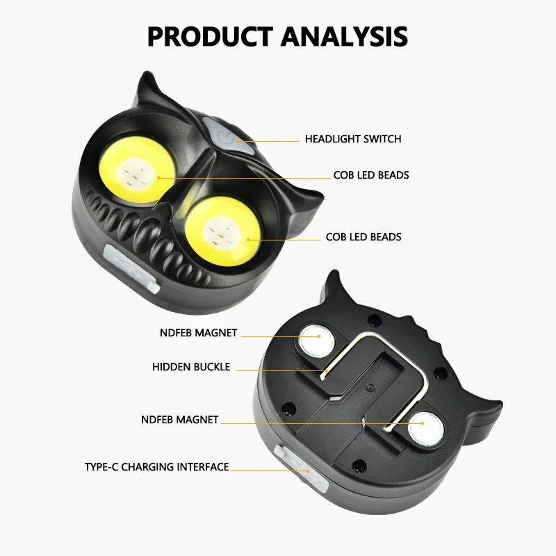 LH-208/209 LiitoKala Owl Headlamps - Compact LED Lights Suitable for Outdoor Activities, Supports 1.2V & 1.5V Batteries
