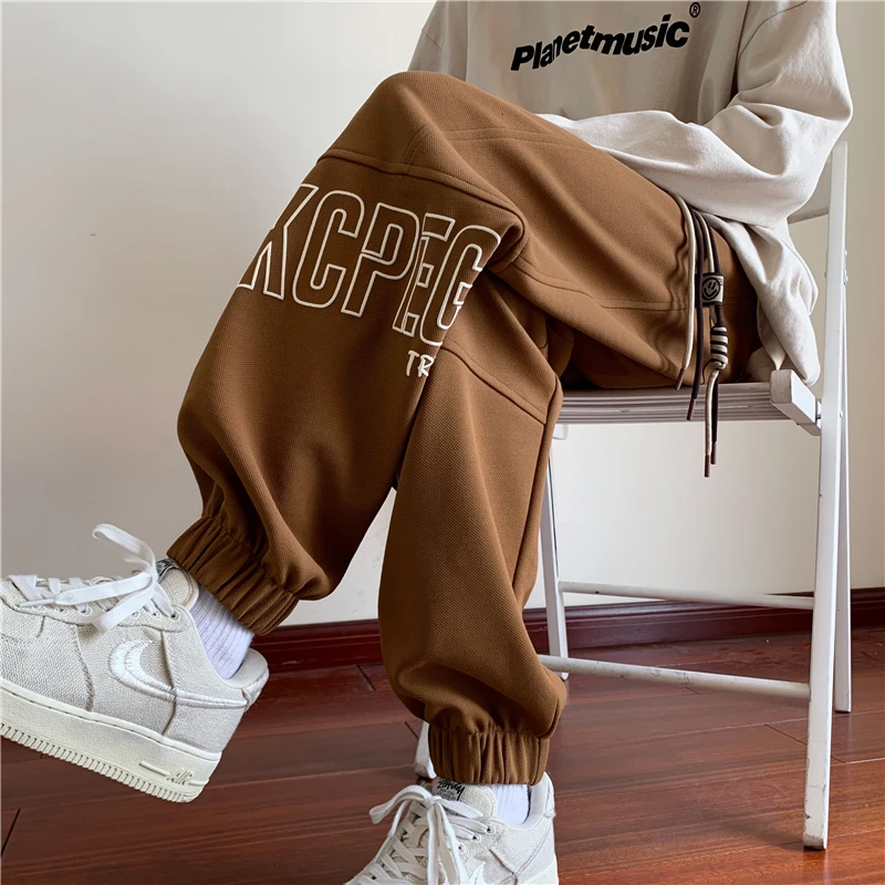 

Мужские спортивные брюки в американском ретро-стиле, свободные, с манжетами, для весны и осени, молодежные, повседневные, дышащие