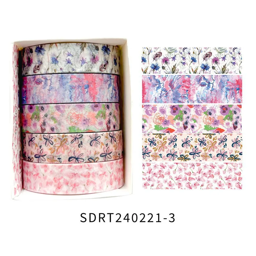 Imagem -06 - Adesivos de Flores de Fita Washi Romântico Decoração Pequena Kawaii Papel de Mascaramento Scrapbook Diário Papel da Coréia Sakura Papeleria