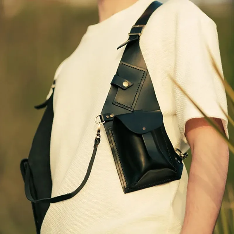 

Уличная винтажная сумка через плечо из искусственной кожи в стиле панк с двойным плечом, сумка через плечо среднего размера из синтетической кожи для молодежи