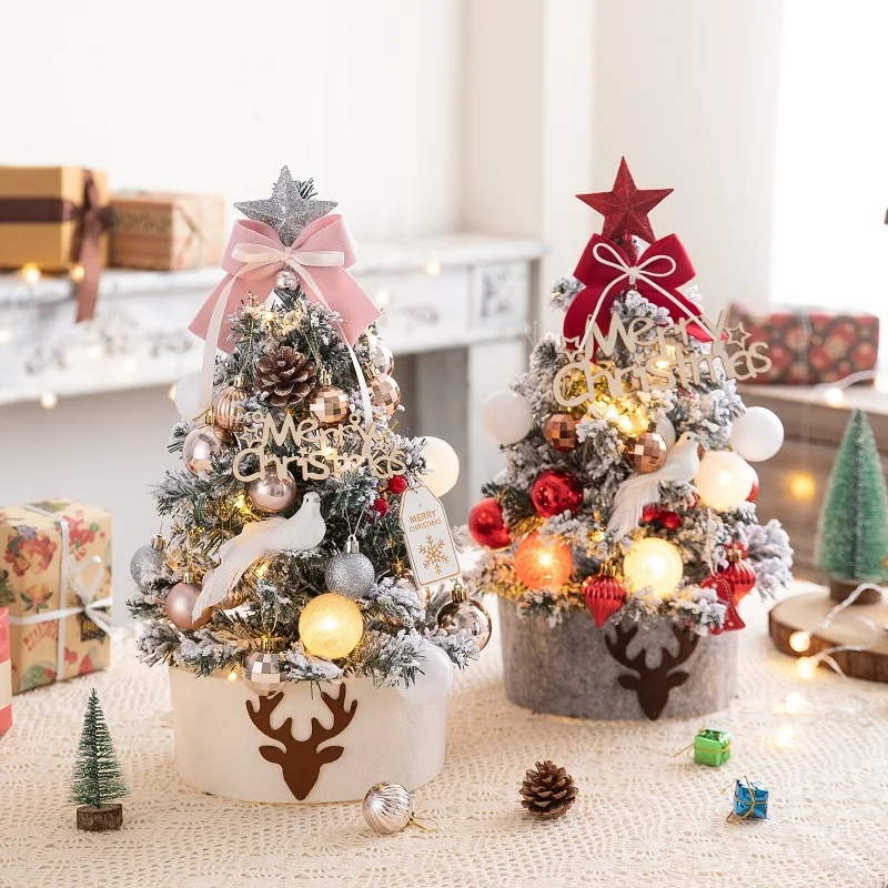 

Christmas Decorations Artificial Christmas Tree With Led Light Mini Desktop DIY Christmas Tree New Year Gift Home Xmas Decor