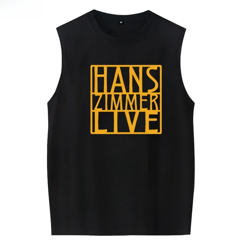 2025 New HansZimmer Tour Men's Women's Pure Cotton Vest Summer Shoulder Pad Youth Casual round Neck Sweat Vest Fashionable