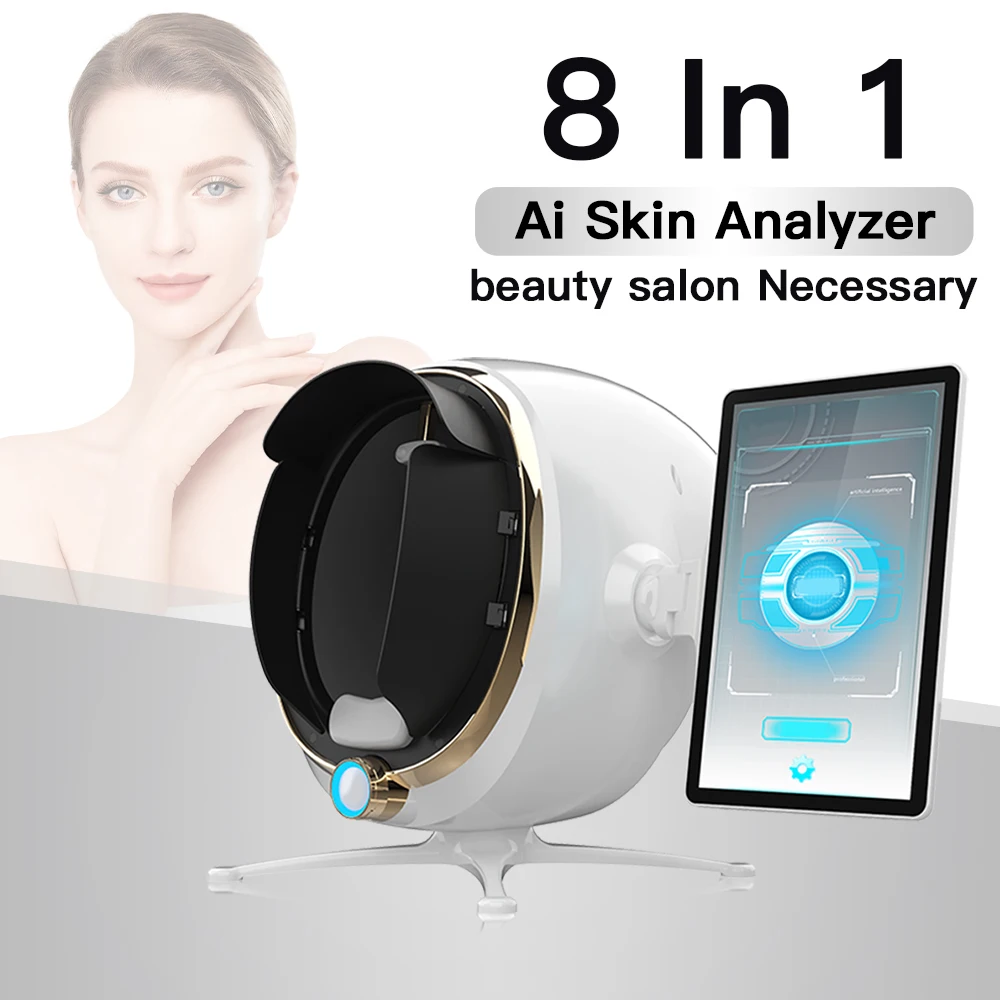 3D AI Facial Skin Analyzer Detection Skin Problem Diagnosis 8 Spectrum Professional Analysis Beauty Salon Equipment