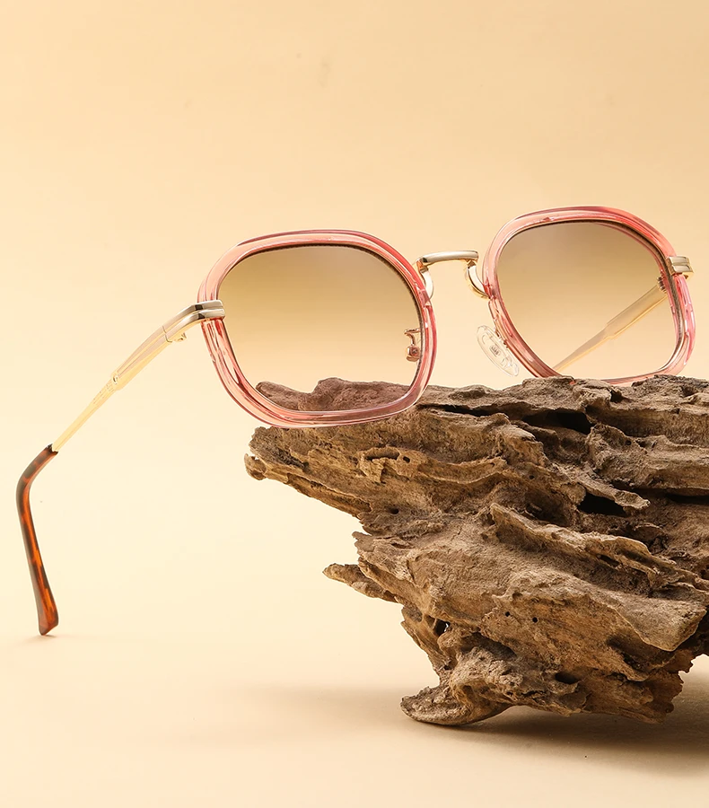 

2025 New designer high-end luxury brand round metal gradient color men's sunglasses, women's sunglasses and travel glasses