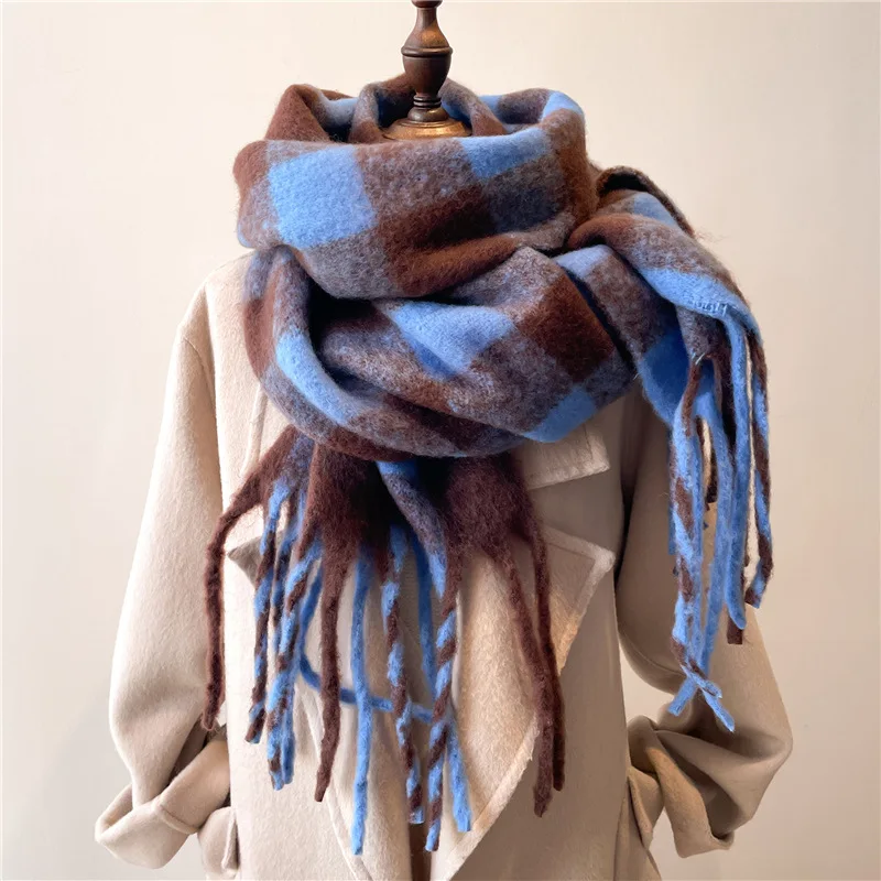 New 220X40cm Autumn Winter Men Women Long Scarf Luxury Designer Wraps Fashion Tassel Cell Thickening Warmth Scarves High Quality