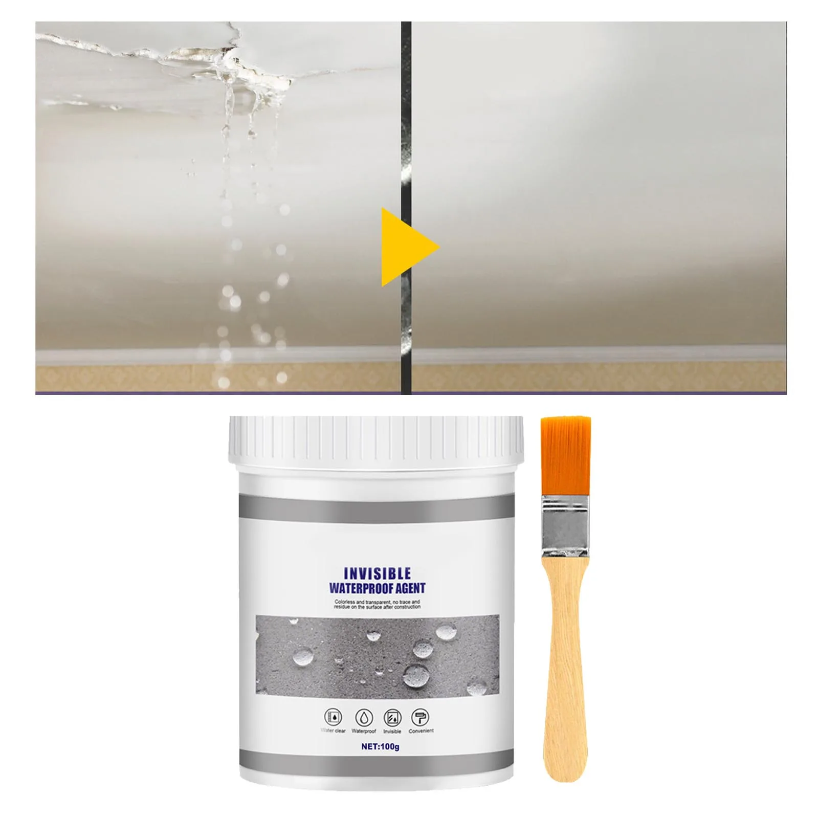 

Anti Leaking Agent Waterproof Agent Transparent Anti Leaking Invisible Insulation Sealant with Brush for Wall Tile Cement