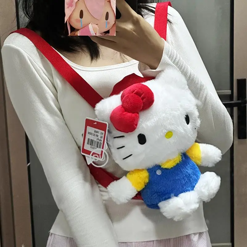حقيبة ظهر كاواي هالو كيتي دمية كرتونية من القطيفة ذات سعة كبيرة هدية عيد ميلاد لطيفة لعيد الحب