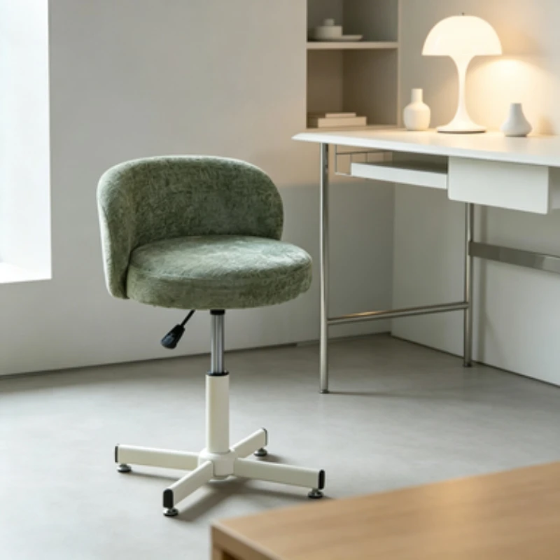 Cream Style Adjustable Vanity Stool Backrest Makeup Seat Nordic Manicure Salon Chair for Girls Bedroom Dressing Table Chairs