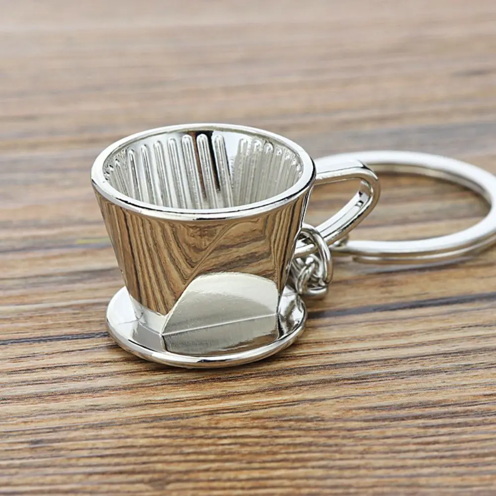 Metal 3D Creative Coffee Keychain Mini Cute Coffee Handle Keyring Pitcher Accessories Moka Pitcher Keyring Auto Accessories
