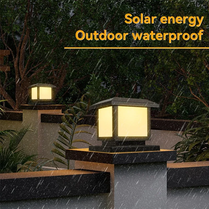 Luce solare a LED temporizzata per pilastro Luci solari impermeabili Luce solare da giardino con telecomando per esterni per lampada decorativa per recinzione