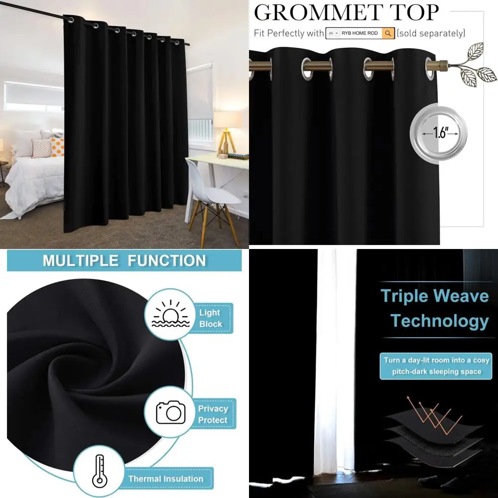 ستائر طويلة جدًا كتلة ضوء ستائر الخصوصية عازلة للصوت للمنزل والمسرح والمكتب وخلفية الطعام وغرفة المعيشة وباب الفناء كبير مع #1