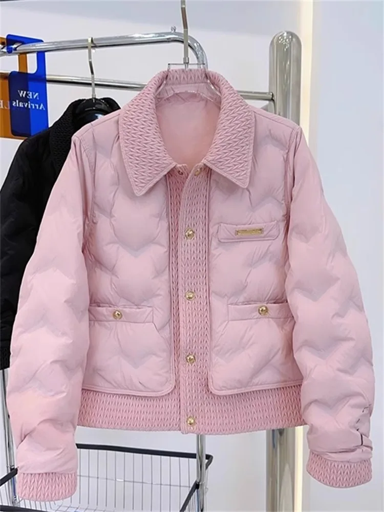 Retro Korean Sle Lightweight Cotton Jaet for Men with Flap Collar And Diamond Pattern Fillings Sweet And Versatile for Au...