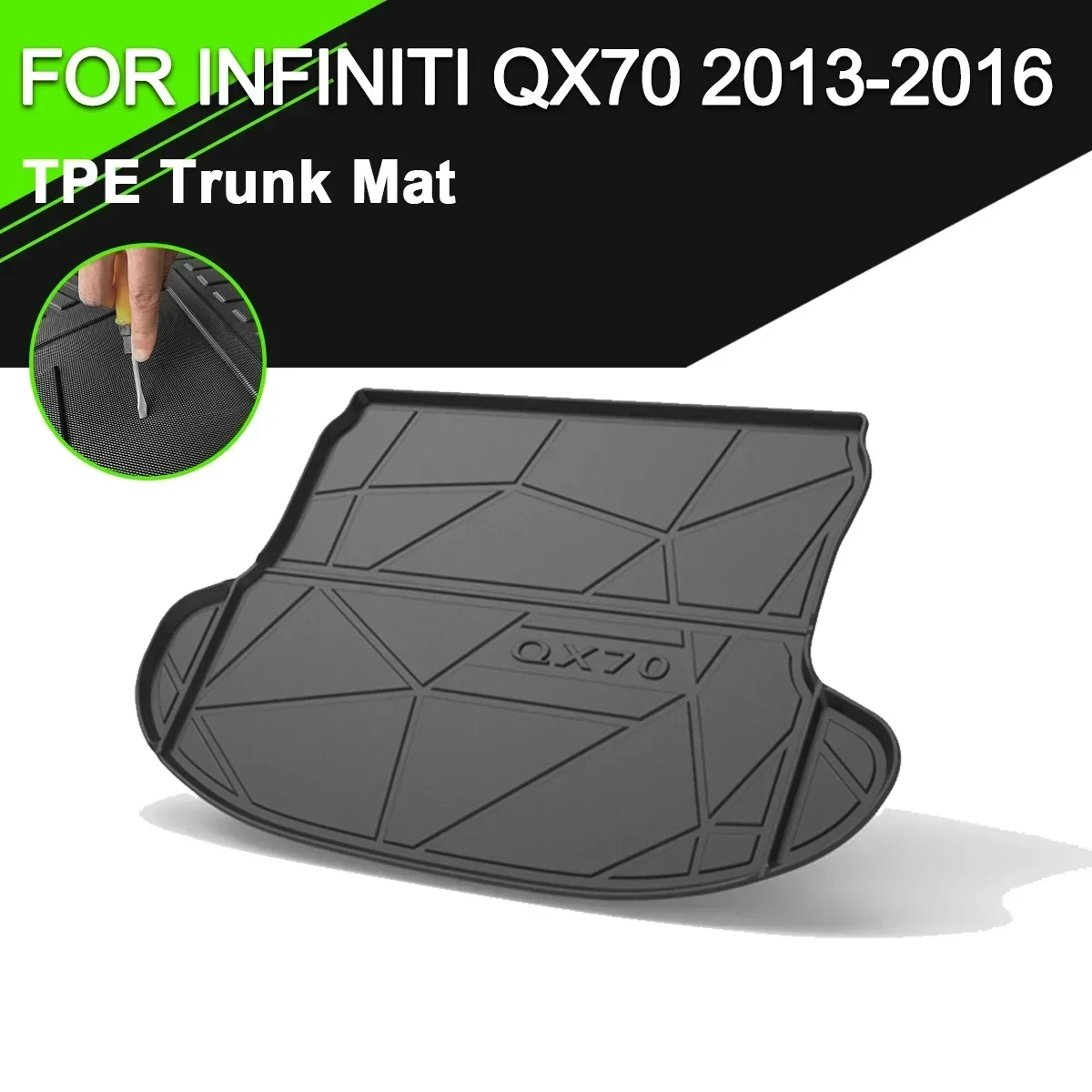 

Car Rear Trunk Cover Mat TPE Waterproof Non-Slip Rubber Cargo Liner Accessories For Infiniti QX70 2013-2016