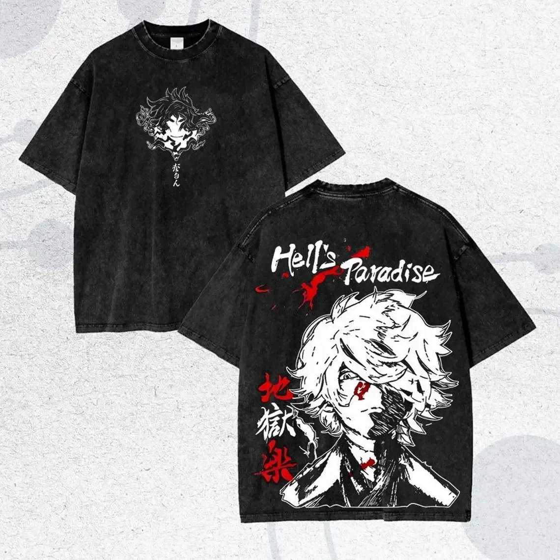 Camiseta de anime de verano 2026 Hell's Paradise Jigokuraku Gabimaru The Hollow Washed, estilo Harajuku Streetwear, oversize de manga corta