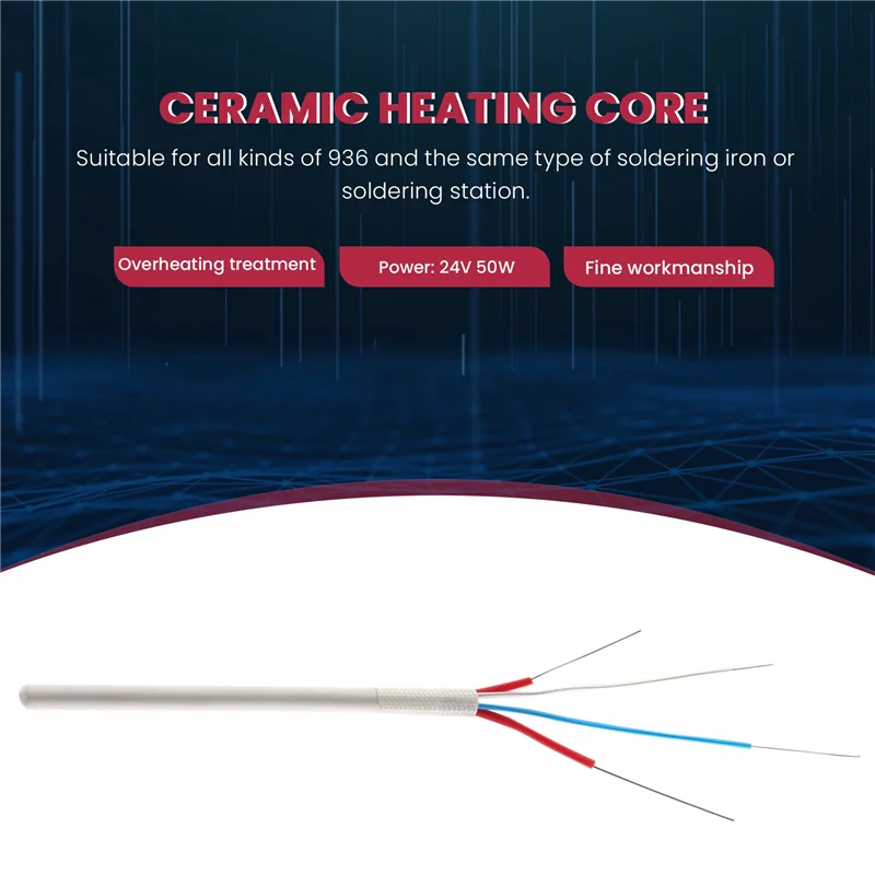 세라믹 히터 납땜 스테이션 교체 가열 요소, 사이크 936, 898D, 852D, 909D, 8586D 용, A1322, 24V, 50W, 5 개