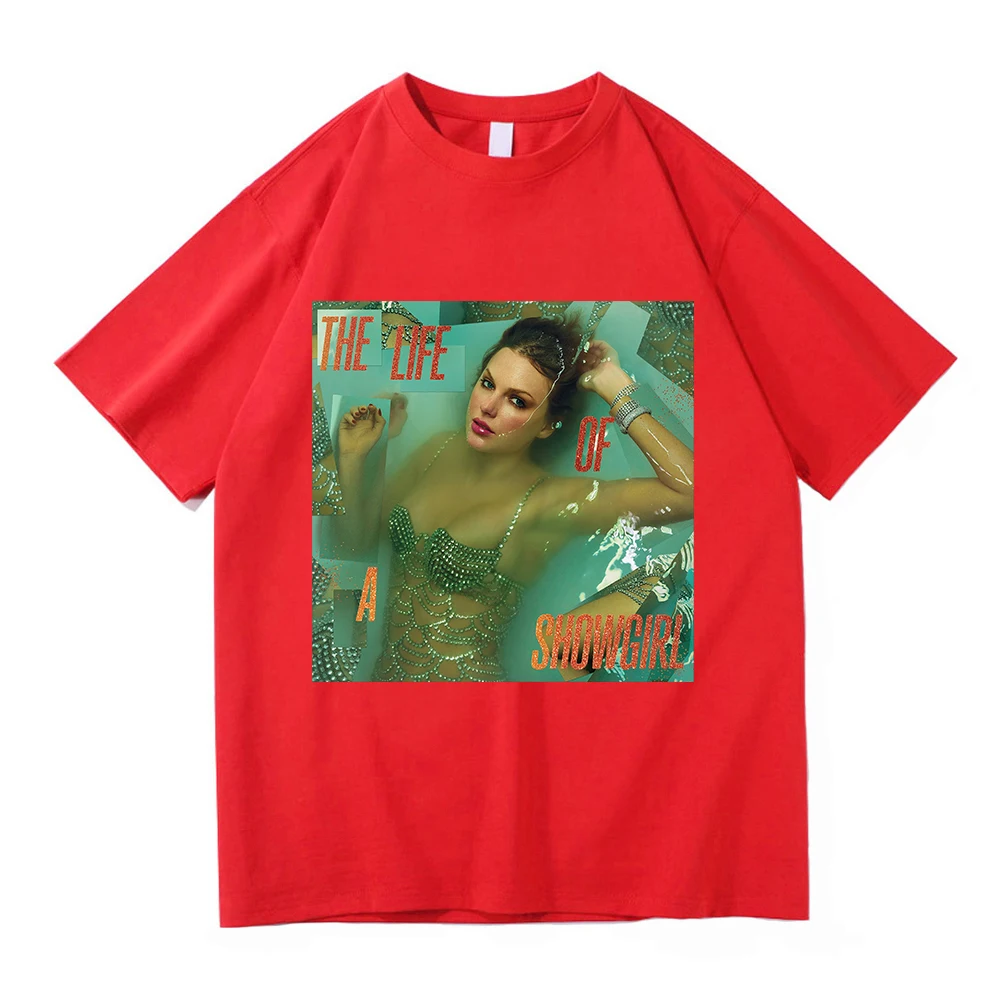 تي شيرت ألبوم The Life of A Showgirl 2025 موضة جديدة للرجال/النساء ملابس كلاسيكية هاراجوكو ملابس عالية الجودة تيشيرتات قطنية