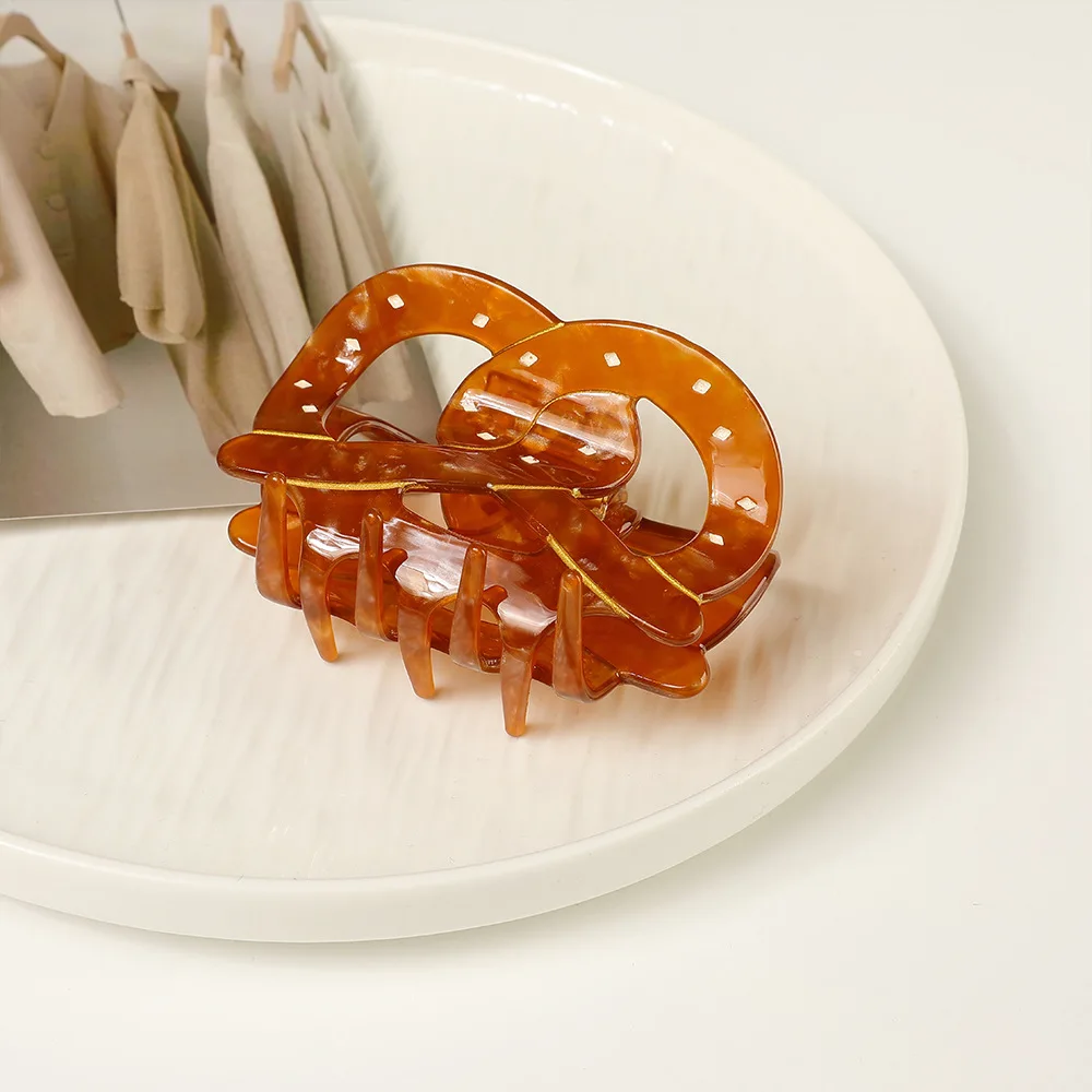 Pinzas en forma de garra para el pelo Vintage, pinzas creativas de tiburón, lindas pinzas para el pelo de pan, pinzas para el pelo Brezen, accesorios para el cabello Pretzel para mujer