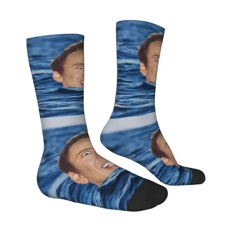 Nicolas Käfig im Meer Männer Frauen Crew Socken Unisex Mode 3d gedruckt lustige Meme Kleid Socken