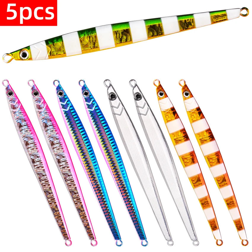 

5 шт., медленно тонущий металлический джиг, 60 г, 80 г, 100 г, 120 г