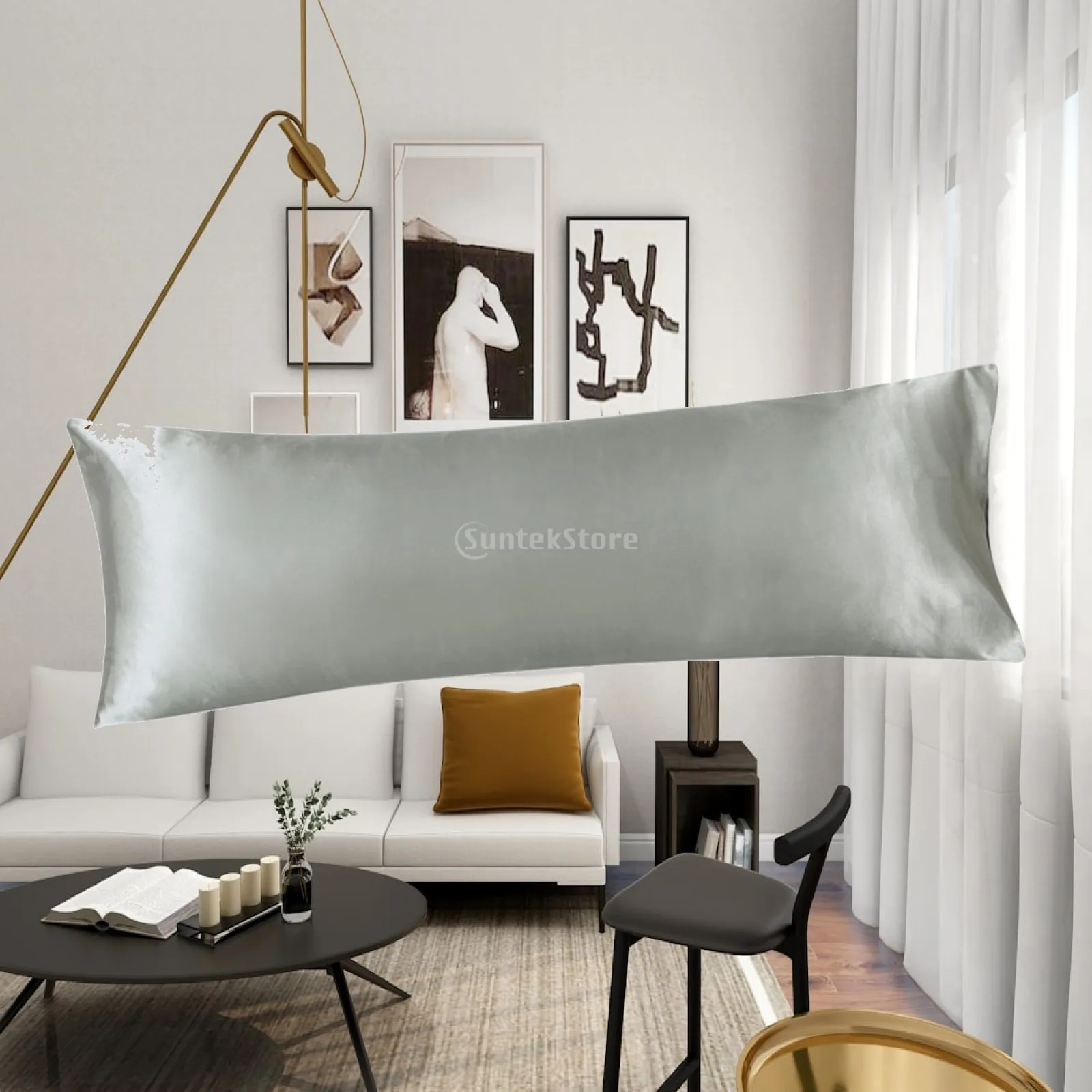 Smooth Silk Polyester Long Pillowcase Breathable Envelope Design for Bedroom Couch Car Throw Pillow Cover
