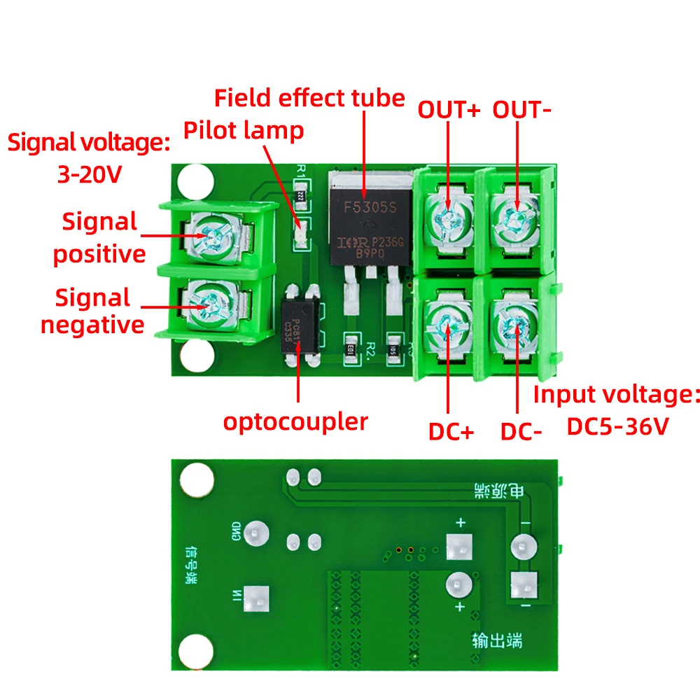 Carte de commande électronique - Module de commutation déclenché doté d'un optocoupleur MOSFET contrôlé par DC